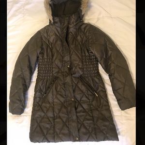 Olive puffer coat